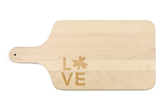 17&#x22; Love Clover Maple Paddle Cutting Board